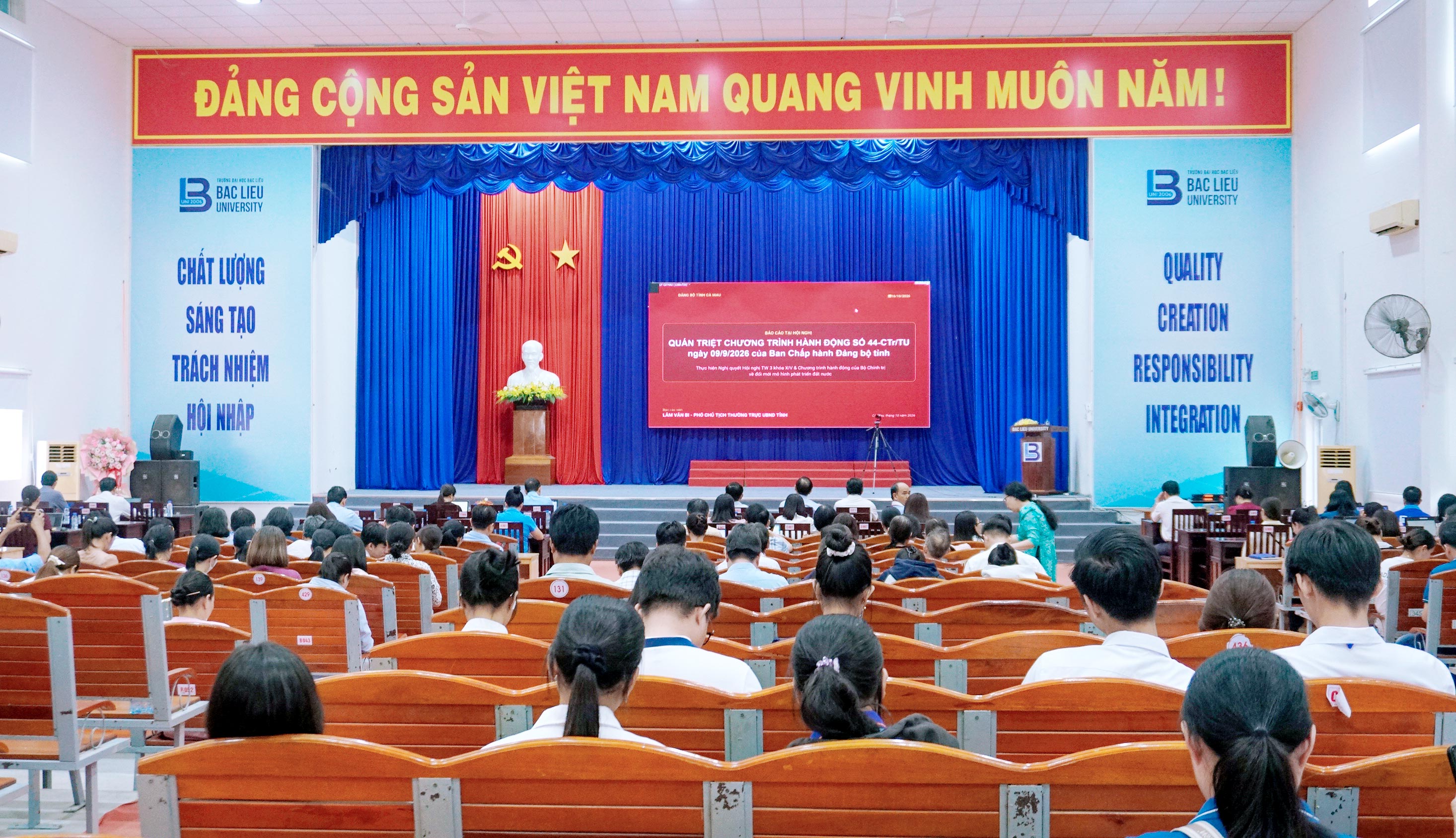 Trường Đại học Bạc Liêu tham dự trực tuyến Hội nghị nghiên cứu, học tập, quán triệt và triển khai các chương trình hành động và kế hoạch của Tỉnh ủy